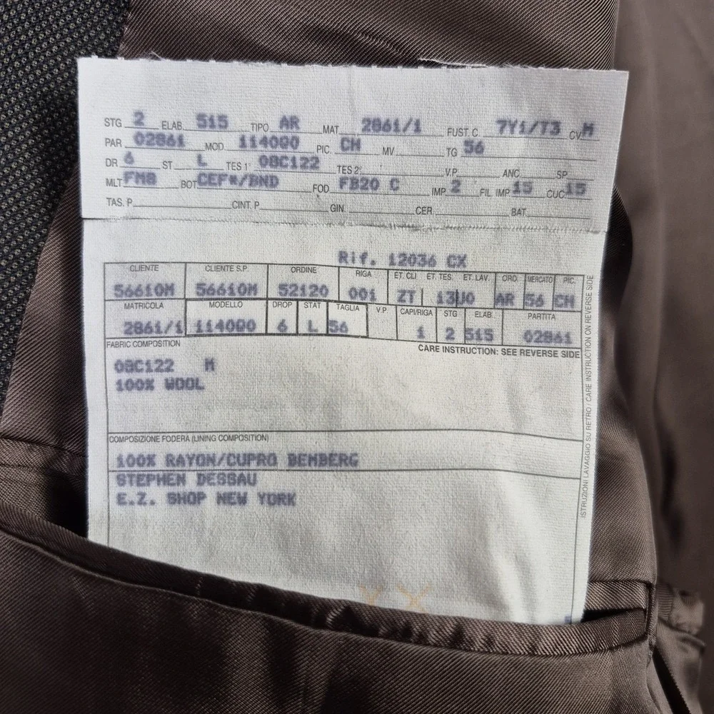 Ermenegildo Zegna Taglio Esclusivo Blazer Mens 44L Wool Super 100s Olive Brown